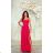 Women's Long Elegant Dress with Wide Straps (SL) FRENCH FASHION FMPEL23VELVET růžová fuchsiová 34