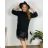Women's Plus Size Casual Drawstring 3/4 Long Sleeve Dress (50/52/54 ONE SIZE) ITALIAN FASHION IM424701
