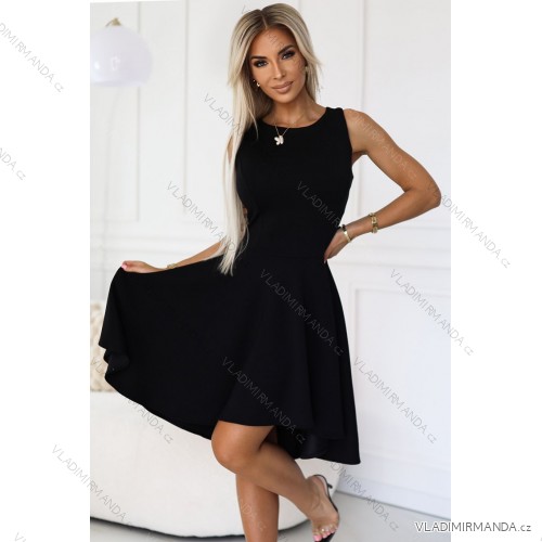 575-1 Unique dress with longer back - black
