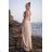 Women's strapless tulle party dress (S/M/L ONE SIZE) ITALIAN FASHION IM923001 béžová smetanová 48