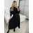 Sukně dlouhá skládaná s páskem dámská (S/M ONE SIZE) ITALSKÁ MÓDA IMM236295 S/M black