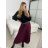 Sukně dlouhá skládaná s páskem dámská (S/M ONE SIZE) ITALSKÁ MÓDA IMM236295 S/M black