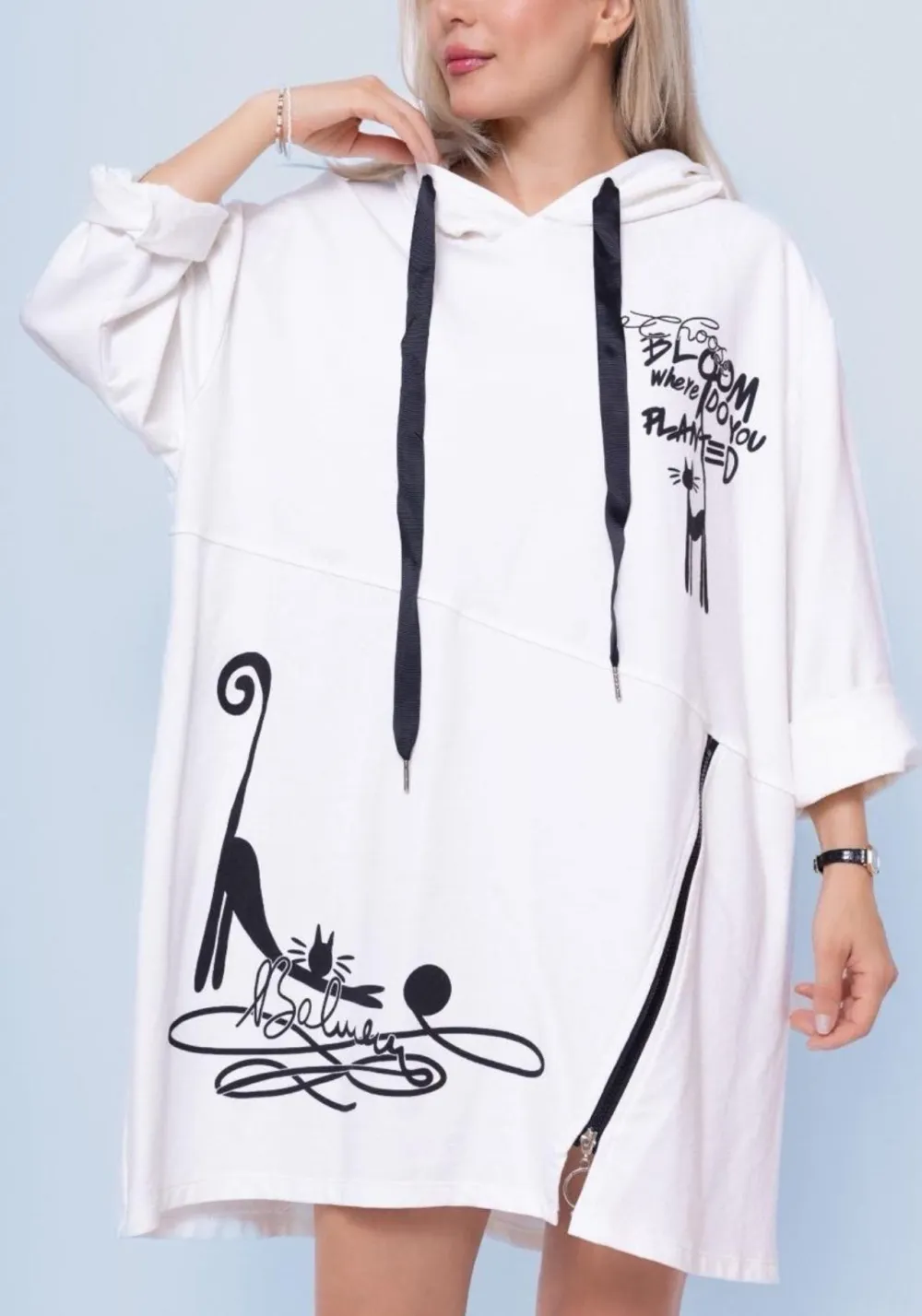 Women's long sleeve hooded sweatshirt (48/50/52 ONE SIZE) ITALIAN FASHION IMPLI2439118