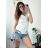 T-shirt with short sleeves, women's neon (uni sl) ITALIAN MODEL IM518026 white S/M/L