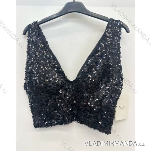 Women's Sleeveless Lace Crop Top (S/M ONE SIZE) ITALIAN FASHION IMPSH233208