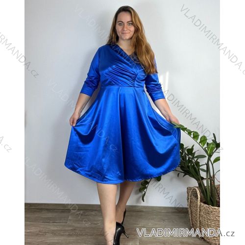 Shirt 3/4 sleeve ladies strip (4XL/5XL ONE SIZE) ITALSKÁ MÓDA IM422FLUFF 42/44 Royal blue