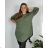 Shirt 3/4 sleeve ladies strip (4XL/5XL ONE SIZE) ITALSKÁ MÓDA IM422026 56/58 black