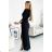 Elegant party dress Shiny with neckline and slit on the leg (XS - XL) Polish fashion NMC-404-6/DR black L