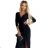 Elegant party dress Shiny with neckline and slit on the leg (XS - XL) Polish fashion NMC-404-6/DR black L