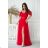 Women's Plus Size (42-46) Long Elegant Party Sleeveless Dress POLISH FASHION PMLBC23265-10 red 34