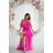 Women's Plus Size (42-46) Long Elegant Party Sleeveless Dress POLISH FASHION PMLBC23265-10 růžová fuchsiová 34
