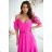 Women's Plus Size (42-46) Long Elegant Party Sleeveless Dress POLISH FASHION PMLBC23265-10 růžová fuchsiová 34