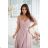 Women's Plus Size (42-46) Long Elegant Party Sleeveless Dress POLISH FASHION PMLBC23265-10 béžová krémová 34
