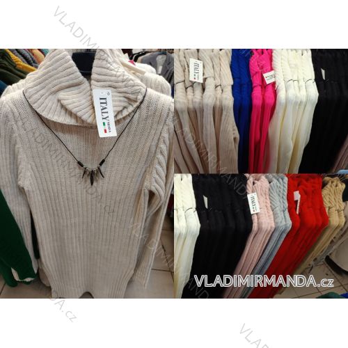 Women's Satin Long Sleeve Shirt (S/M/L ONE SIZE) ITALIAN FASHION IM322560