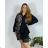 Women's Plus Size Long Pants and Long Sleeve Shirt Set (L/XL/2XL ONE SIZE) POLISH FASHION IMWT23BELLA  black