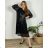 Women's Long Chiffon Short Sleeve Dress (S/M ONE SIZE) ITALIAN FASHION IMWGS231048 black