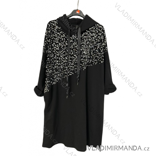 Women's elegant party long sleeve dress (S/M ONE SIZE) ITALIAN FASHION IM322282 52/54 black