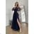 Women's Plus Size (42-46) Long Elegant Party Sleeveless Dress POLISH FASHION PMLBC23265-10 dark blue 44