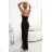 483-7 DIANE satin long dress with leg slit - black