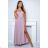 Women's Plus Size (42-46) Long Elegant Party Sleeveless Dress POLISH FASHION PMLBC23265-10 růžová světlá 36