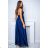 Women's Plus Size (42-46) Long Elegant Party Sleeveless Dress POLISH FASHION PMLBC23265-10 dark blue 40