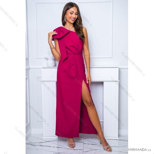 Women's Plus Size (42-46) Long Elegant Party Sleeveless Dress POLISH FASHION PMLBC23265-10 růžová malinová 42