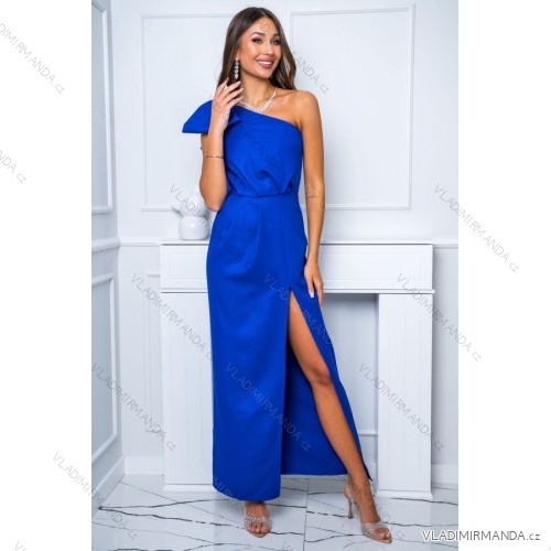Women's Plus Size (42-46) Long Elegant Party Sleeveless Dress POLISH FASHION PMLBC23265-10 Royal blue 38