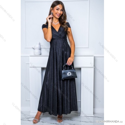 Women's Plus Size (42-46) Long Elegant Party Sleeveless Dress POLISH FASHION PMLBC23265-10 black 46