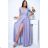 Women's Plus Size (42-46) Long Elegant Party Sleeveless Dress POLISH FASHION PMLBC23265-10 light purple 36