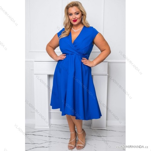 Women's Plus Size (42-46) Long Elegant Party Sleeveless Dress POLISH FASHION PMLBC23265-10 Royal blue 42