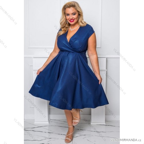 Women's Plus Size (42-46) Long Elegant Party Sleeveless Dress POLISH FASHION PMLBC23265-10 dark blue 44