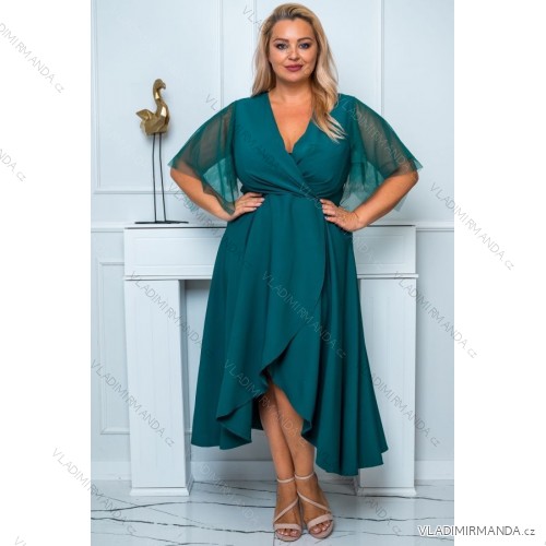 Women's Plus Size (42-46) Long Elegant Party Sleeveless Dress POLISH FASHION PMLBC23265-10 green 52