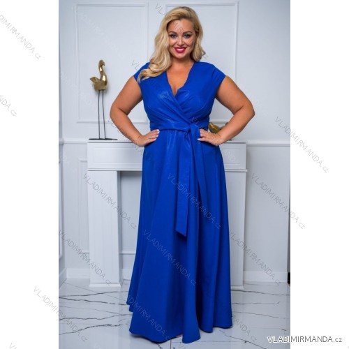 Women's Plus Size (42-46) Long Elegant Party Sleeveless Dress POLISH FASHION PMLBC23265-10 Royal blue 50