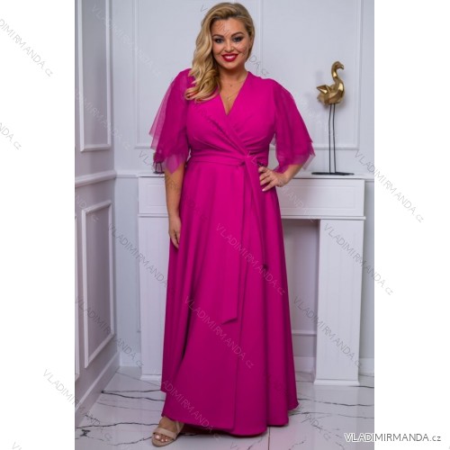 Women's Plus Size (42-46) Long Elegant Party Sleeveless Dress POLISH FASHION PMLBC23265-10 fialová purpurová 48