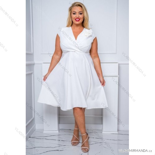 Women's Plus Size (42-46) Long Elegant Party Sleeveless Dress POLISH FASHION PMLBC23265-10 white 50