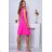 Women's Plus Size (42-46) Long Elegant Party Sleeveless Dress POLISH FASHION PMLBC23265-10 růžová neon 50
