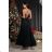 Women's Plus Size Long Formal Short Sleeve Dress (34-50 ONE SIZE) POLISH FASHION PMLEL24DIANA black 40