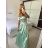 Carmen long strapless elegant satin women's dress (S/M ONE SIZE) ITALIAN FASHION IMPBB22B22735/DR - lime green - S/M