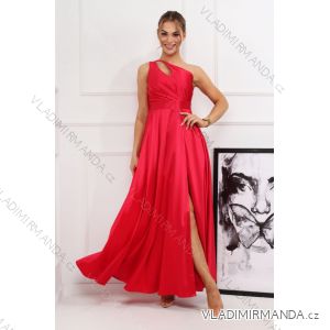 Long satin glittery sleeveless party dress for women, plus size (34-44) POLISH FASHION PMLMR25JULIA2