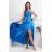 Women's Long Formal Short Sleeve Dress (36-54) POLISH FASHION PMLMR23ALICE blue azure 40