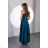 Women's Long Formal Short Sleeve Dress (36-54) POLISH FASHION PMLMR23ALICE modrá petrolejová 38