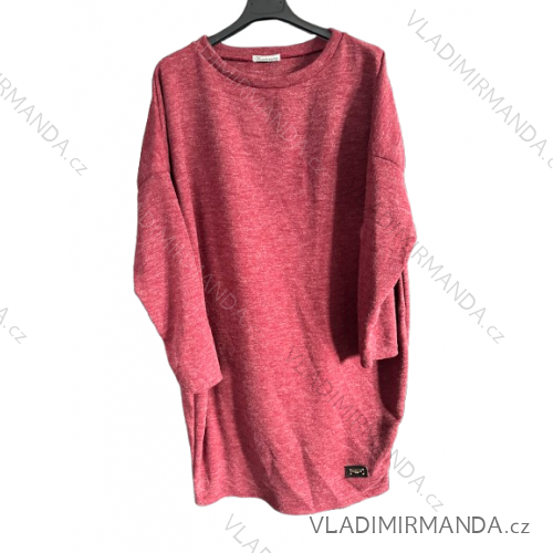 Classic Warm Long Sleeve Dress Women's (L / XL ONE SIZE) ITALIAN FASHION IMD211121 wine