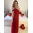 Women's Long Strapless Sequin Party Dress (S/M ONE SIZE) ITALIAN FASHION IMPSH233348 -   red -   S / M