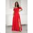 Women's Plus Size (42-46) Long Elegant Party Sleeveless Dress POLISH FASHION PMLBC23265-10 red 38