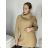 Women's Short Knitted Turtleneck Long Sleeve Dress (S/M/L ONE SIZE) ITALIAN FASHION IMPLI248123 S/M/L Brown