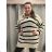 Shirt 3/4 sleeve ladies strip (4XL/5XL ONE SIZE) ITALSKÁ MÓDA IM422FLUFF M / L white