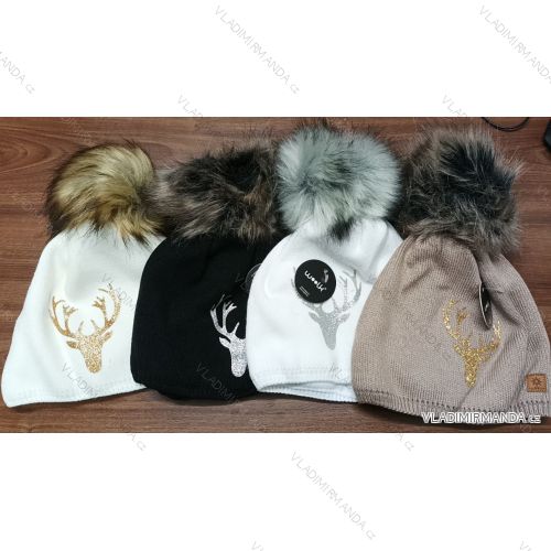 Women's cap with stones (uni) WOOLK POLAND PV425WOOLK