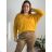 Women's Sweater Long Long Sleeve Knitted Dress (L / XL ONE SIZE) ITALIAN FASHION IM721314 56/58 žlutá hořčicová
