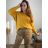 Women's Sweater Long Long Sleeve Knitted Dress (L / XL ONE SIZE) ITALIAN FASHION IM721314 56/58 žlutá hořčicová