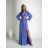 Women's Long Elegant Dress with Wide Straps (SL) FRENCH FASHION FMPEL23VELVET purple 34